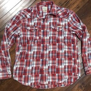 Lucky Brand Pearl Snap Patchwork Flannel Shirt